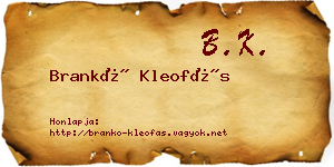 Brankó Kleofás névjegykártya